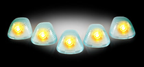 Ford 99-11 Superduty Recon (5-Piece Set) Super White Cab Roof Light Lenses Only & Amber Xenon Bulbs