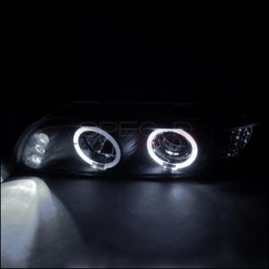 1996-2003 BMW E39 5-Series Models Only;;(Do Not Fit With OE Xenon Headlights Models) Spec D Dual Halo LED Projector Headlights Black