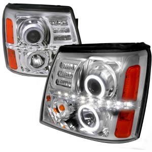 02-06 CADILLAC ESCALADE PROJECTOR HEADLIGHT CHROME HOUSING - NOT COMPATIBLE WITH FACTORY XENON Spec D Projector Headlights (Chrome)