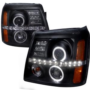 02-06 CADILLAC ESCALADE PROJECTOR HEADLIGHT BLACK HOUSING- NOT COMPATIBLE WITH FACTORY XENON Spec D Projector Headlights (Black)