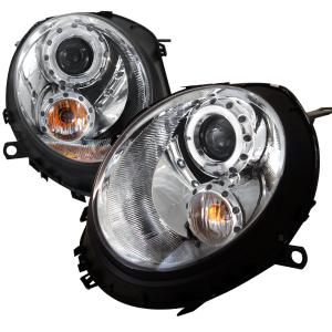 07-12 MINI COOPER CHROME HOUSING PROJECTOR HEADLIGHTS Spec D Projector Headlights (Chrome)