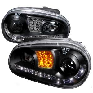 99-05 VOLKSWAGEN GOLF R8 STYLE HALO LED PROJECTOR WITH LED SIGNAL BLACK Spec D R8 Style LED Halo Projector Headlights (Black)