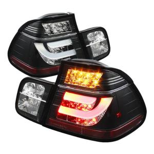 99-01 BMW 3 Series (4Dr E46) Spyder Light Bar Style LED Tail Lights (Black)