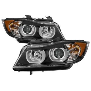 BMW E90 3-Series 06-08 4DR - AFS HID Model Only ( Not Compatible with Halogen Model ) Version 2 Projector Headlights - Light Bar DRL - Black