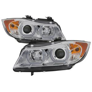 BMW E90 3-Series 06-08 4DR - AFS HID Model Only ( Not Compatible with Halogen Model ) Version 2 Projector Headlights - Light Bar DRL - Chrome