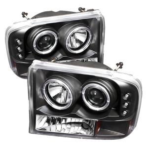 00-04 Ford Excursion, 99-04 Ford F250 Spyder Auto LED Projector Headlights - Black