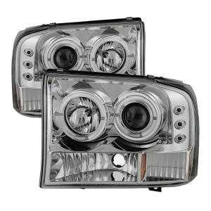 00-04 Ford Excursion, 99-04 Ford F250 Spyder Auto LED Projector Headlights - Black