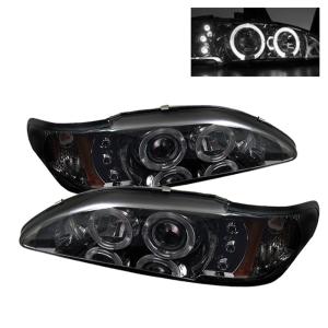94-98 Ford Mustang Spyder Halo LED Projector Headlights - Smoke (1 Piece)