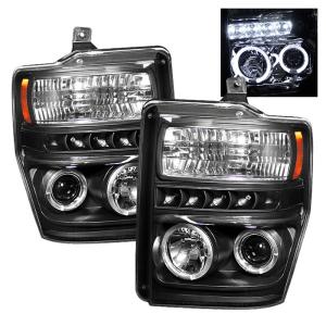 08-10 Ford F250/F350/F450 (Super Duty) Spyder Halo LED Projector Headlights - Black