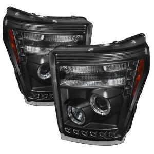11-16 Ford F250/F350/F450 Spyder Halo LED Projector Headlights (Black)