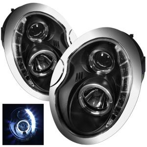 02-06 Mini Cooper Spyder DRL LED Projector Headlights - Black