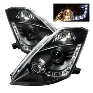 03-05 Nissan 350Z Spyder (HID Version) LED DRL (Daytime Running Lights) Projector Headlights - Black
