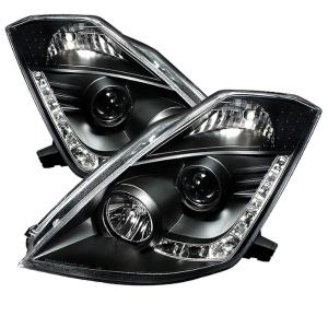 03-05 Nissan 350Z Spyder DRL LED Projector Headlights (Black)