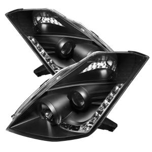 06-08 Nissan 350Z Spyder DRL LED Projector Headlights (Black)