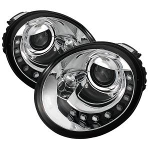 98-05 Volkswagen Beetle Spyder Projector Headlights - Chrome, DRL
