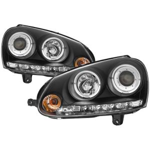 06-09 Volkswagen Jetta, 06-09 Volkswagen Golf Spyder Auto Headlights - Halo Projectors (Black)