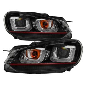 Volkswagen Golf / GTI 10-13 - Halogen Model Only ( Not Compatible With Xenon/HID Model ) Version 3 Projector Headlights - Dual U DRL - Black