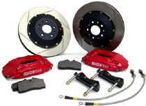 87-93 Mustang V8 (Fox Body) w/ SN95 Front Spindles StopTech Brake Kit - Front - Slotted Rotors - Red Calipers: StopTech Caliper FRONT: ST40 -- Rotor FRONT: 332x32