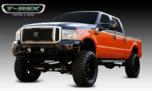 2005-2007 Ford Super Duty T-Rex X-Metal Series Grille Assembly - Chrome Shell With All Black X-Metal Grille Installed