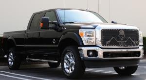 2008-2010 Ford Super Duty T-Rex Urban Assault Grunt - Studded Main Grille With Soldier - Black OPS Flat Black - 3 Piece