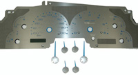 01-03 Ford Expedition, 01-03 Ford F150 US Speedo Gauge Faces - Stainless Steel SS Kit (Blue)