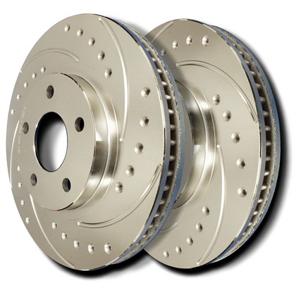 SP Performance Brake Rotors - Drilled & Slotted Plated (Rear)