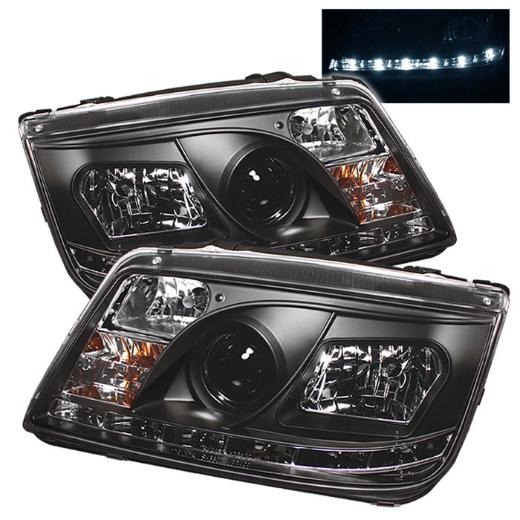 1999-2004 Volkswagen Jetta Spyder DRL LED Projector Headlights - Black