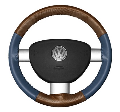 Wheelskins Steering Wheel Cover - EuroPerf, Perforated Top & Bottom (Tan Top / Sea Blue Sides)