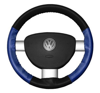 Wheelskins Steering Wheel Cover - EuroPerf, Perforated Sides (Black Top / Cobalt Sides)