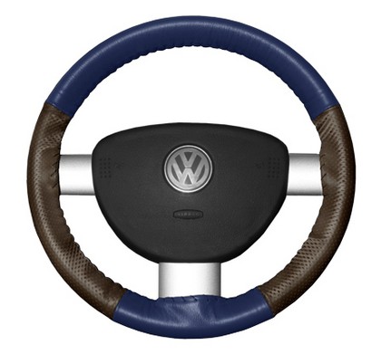 Wheelskins Steering Wheel Cover - EuroPerf, Perforated Sides (Blue Top / Brown Sides)