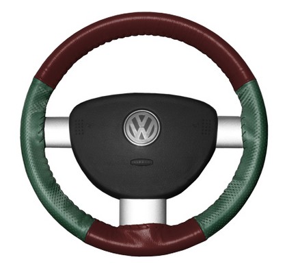 Wheelskins Steering Wheel Cover - EuroPerf, Perforated Sides (Burgundy Top / Green Sides)