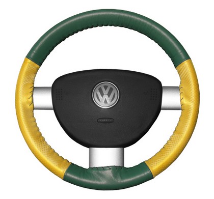 Wheelskins Steering Wheel Cover - EuroPerf, Perforated Sides (Green Top / Yellow Sides)