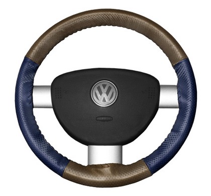 Wheelskins Steering Wheel Cover - EuroPerf, Perforated All Around (Oak Top / Blue Sides)