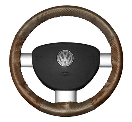 Wheelskins Steering Wheel Cover - EuroPerf, Perforated All Around (Oak Top / Tan Sides)