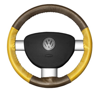Wheelskins Steering Wheel Cover - EuroPerf, Perforated All Around (Oak Top / Yellow Sides)