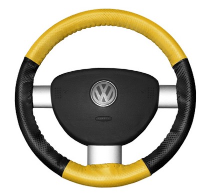 Wheelskins Steering Wheel Cover - EuroPerf, Perforated All Around (Yellow Top / Black Sides)