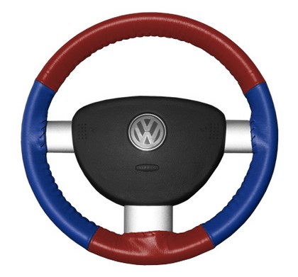 Wheelskins Steering Wheel Cover - Eurotone (Red Top / Cobalt Sides)