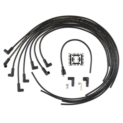 Accel Adjustable Length Fit Super Stock 8mm Suppression Spark Plug Wire Set - Black With 90 Deg. Boots