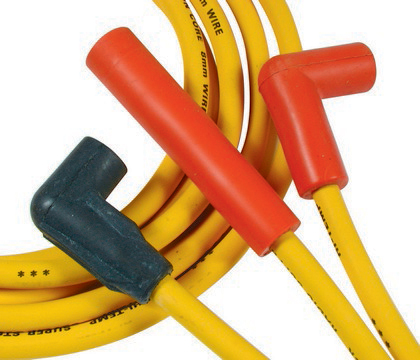 Accel Custom Fixed Length Fit Super Stock Spark Plug Wire Set -Yellow 8mm Copper Wire Core