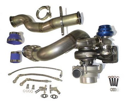 ATP's GT3540R Turbo Upgrade Kit With .82 A/R Turbine Housing - Black Tial 44mm Wastegate (Vent to Atmosphere) / Red Silicone Connectors