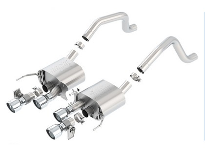 Borla Rear Section Exhaust - Quad Center Rear Exit, Dual Round Rolled Angle-Cut