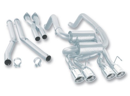 Borla S-Type Aggressive Stainless Steel Cat-Back Exhaust System w/ X-Pipe, Pipe Diameter 2.5”/2”, Tip Size 4” RD x 7”, Tip Style Dual Round Rolled Angle Cut