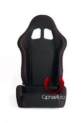 Cipher Auto Racing Seats - Black Cloth w/ Outer Red Stitching