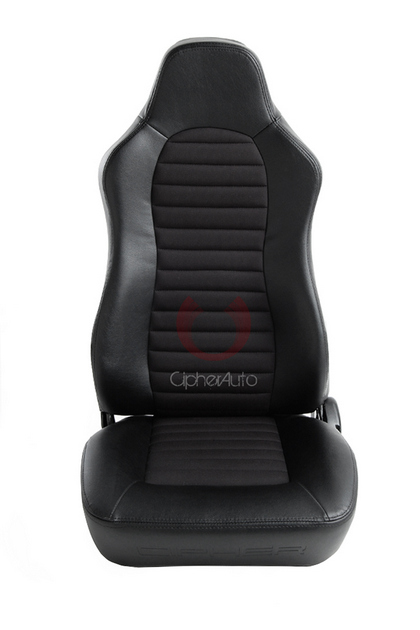 Cipher Auto Jeep Seats with Fabric Insert - Black Leatherette