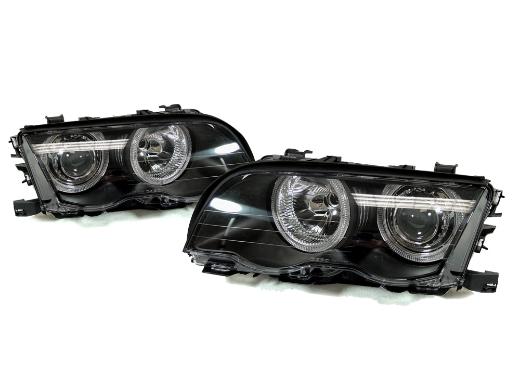 DEPO Black Projector Angel Headlights