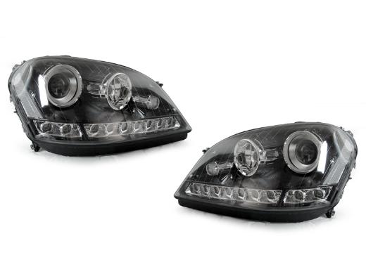 DEPO Black Projector Headlights with LED Strip