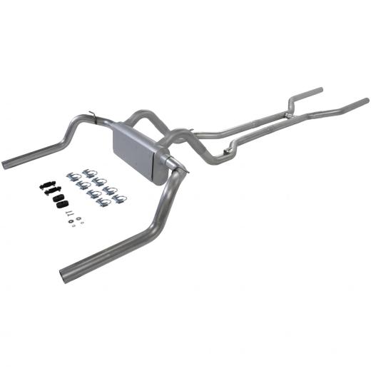Flowmaster American Thunder Header-Back Exhaust System - Dual Rear Exit with 80 Series Crossflow Muffler