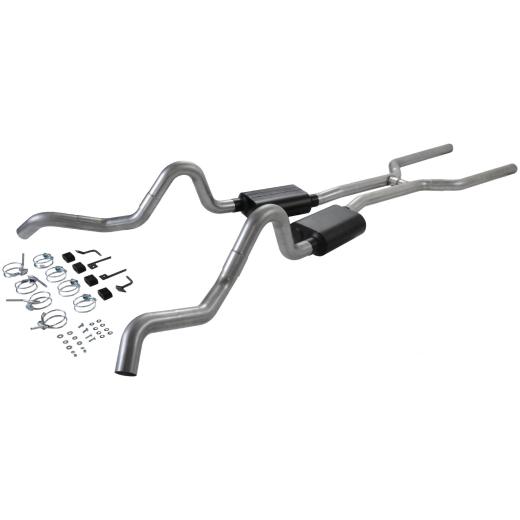 Flowmaster American Thunder Header-Back Exhaust System - Dual Side Exit with Super 40 Series Mufflers - Aluminized