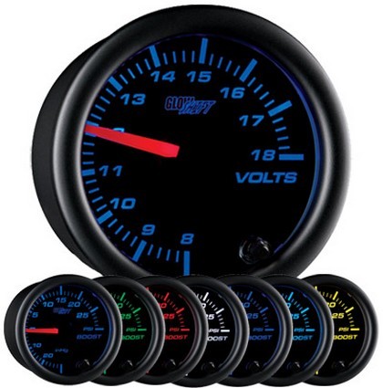 Glowshift Black 7 Color Volt Gauge