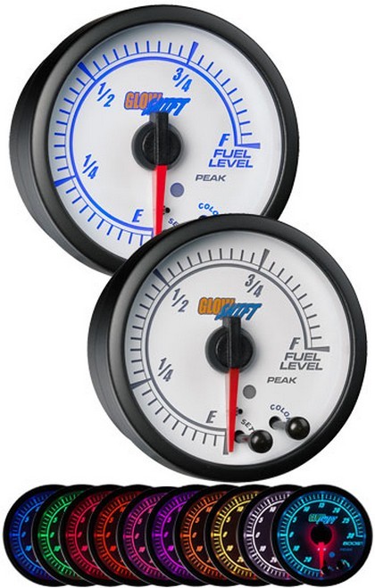 Glowshift White Elite Ten Series Fuel Level Gauge